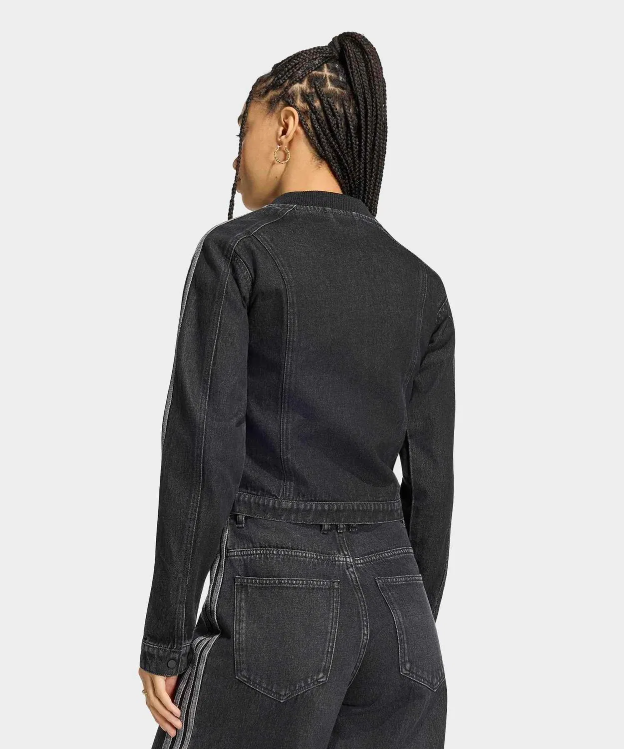 Женская джинсовая куртка slim fit с принтом, модель SST 2.0, Adidas, Black — фото 2