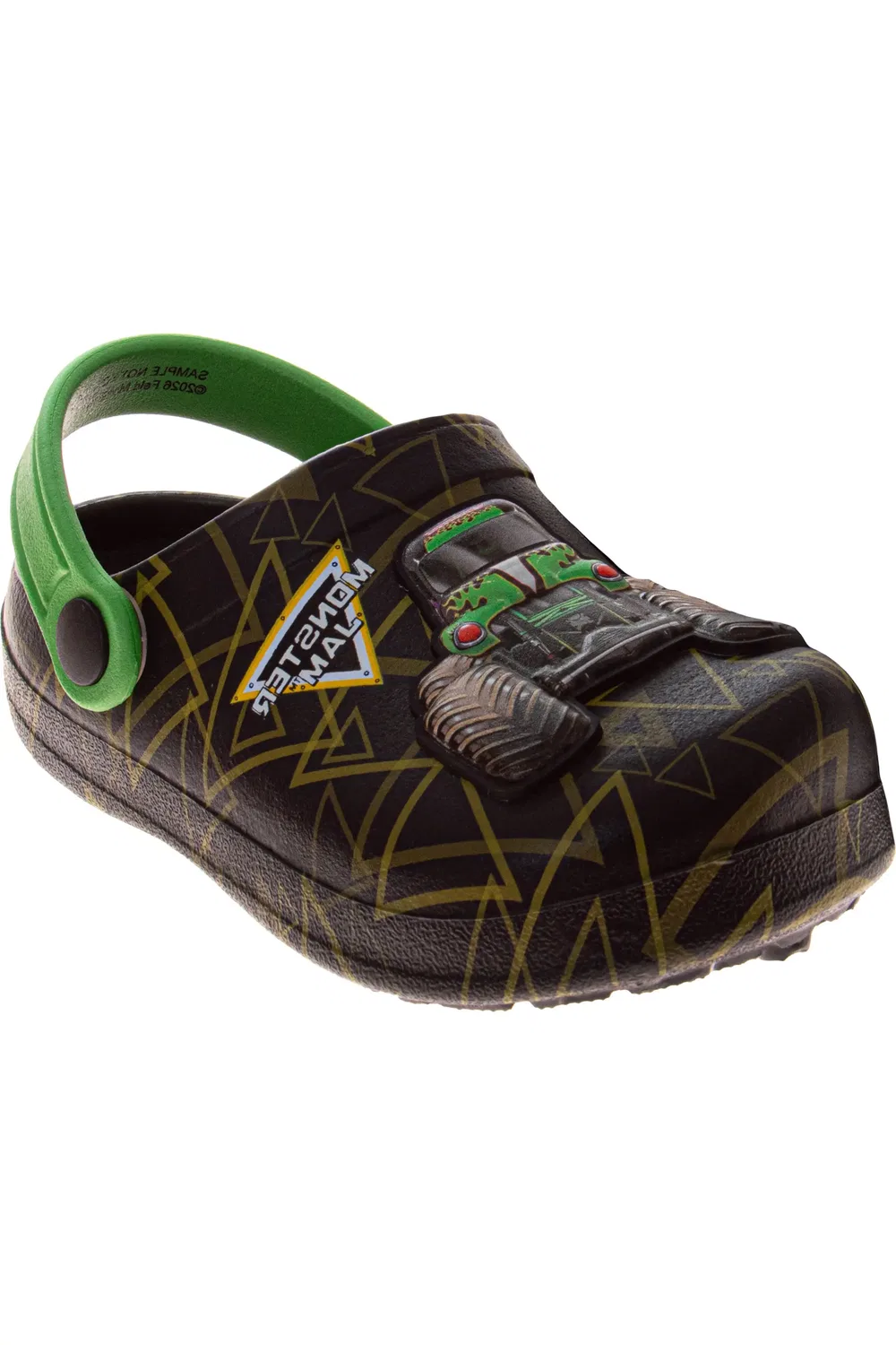 Монстер трак тапки детские Grave Digger Monster Jam, Black Green