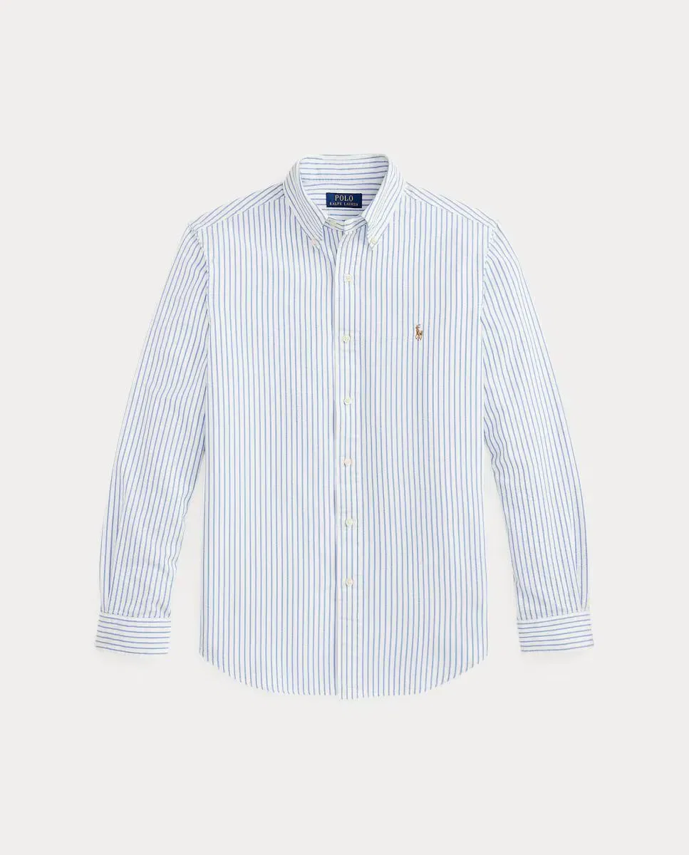 Мужская рубашка оксфорд Slim Fit Polo Ralph Lauren, Синий — фото 4