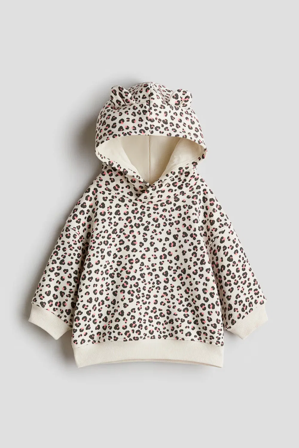 Худи с принтом H&M, Cremefarben/Leopardenprint