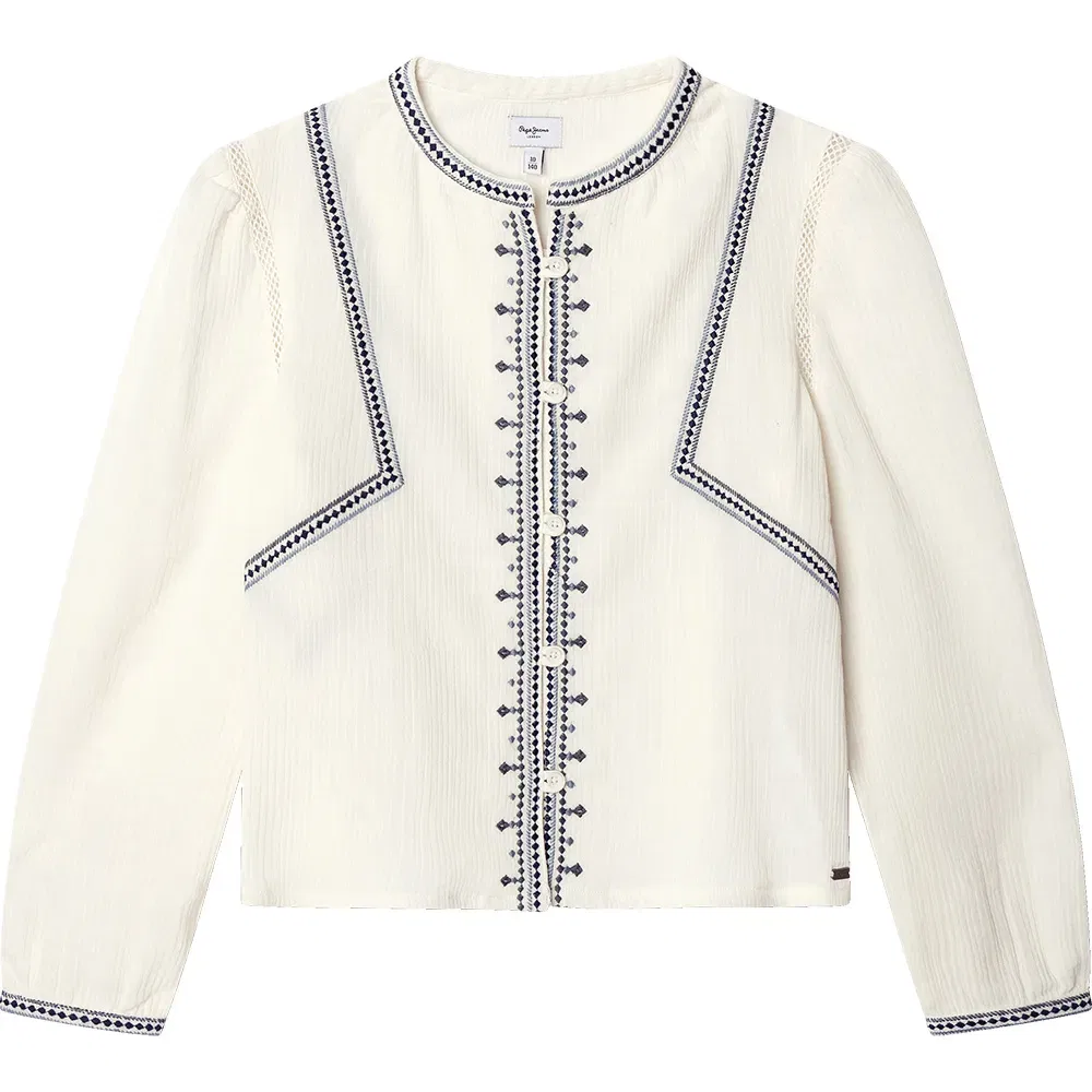Детская блуза для девочек с длинным рукавом Pepe jeans Nevya, White