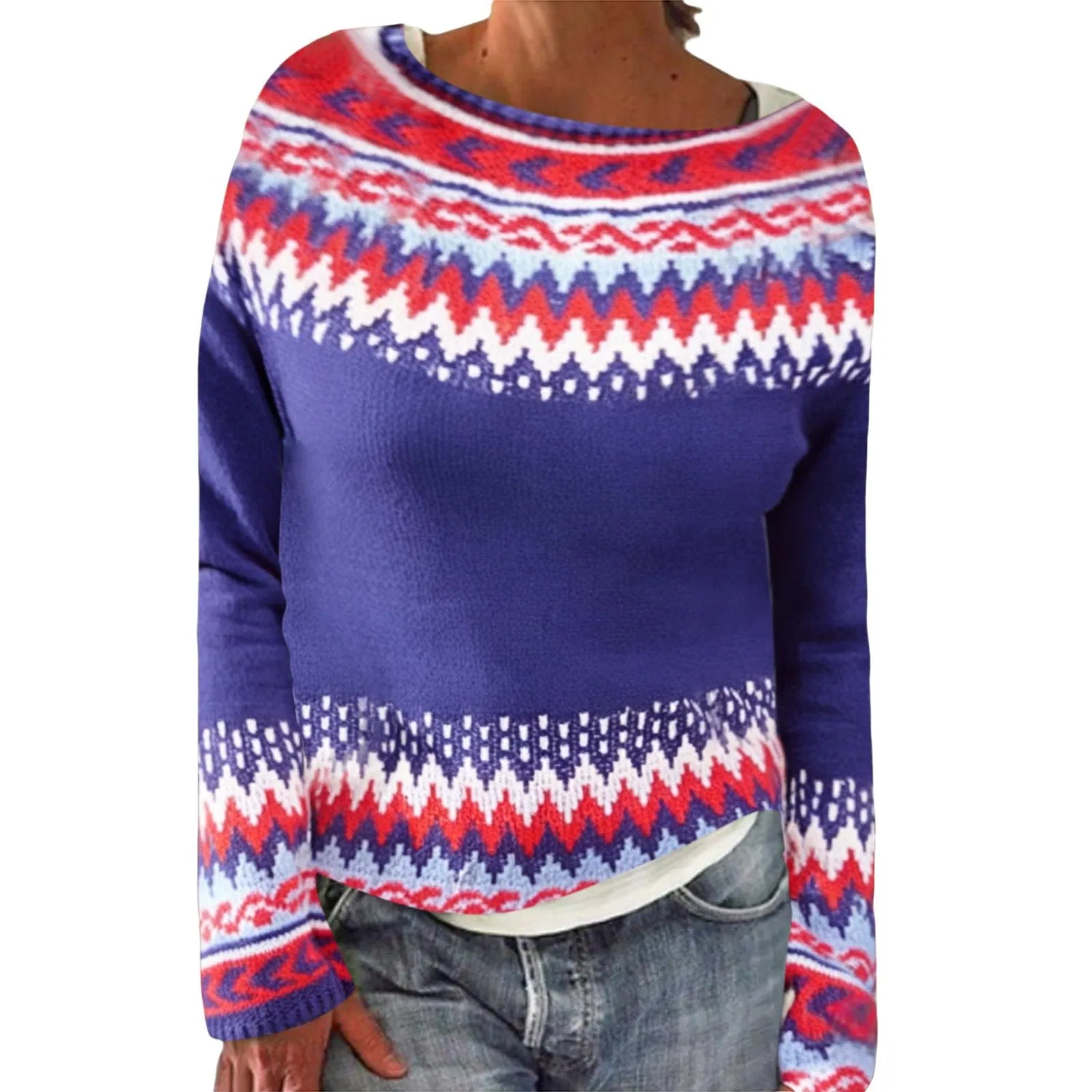Женский свитер с жаккардовым узором Irish Sweater, 2-purple