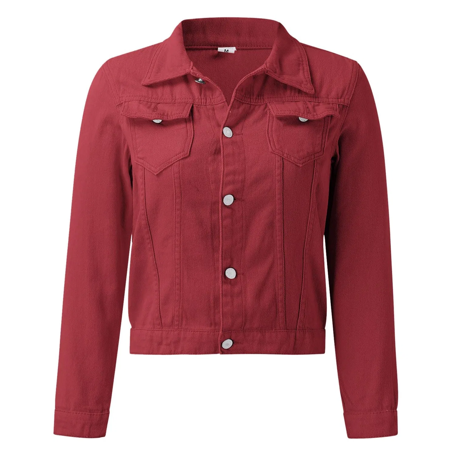 Женское джинсовое пальто с эффектом потертости, модель Vintage Short, Red — фото 3