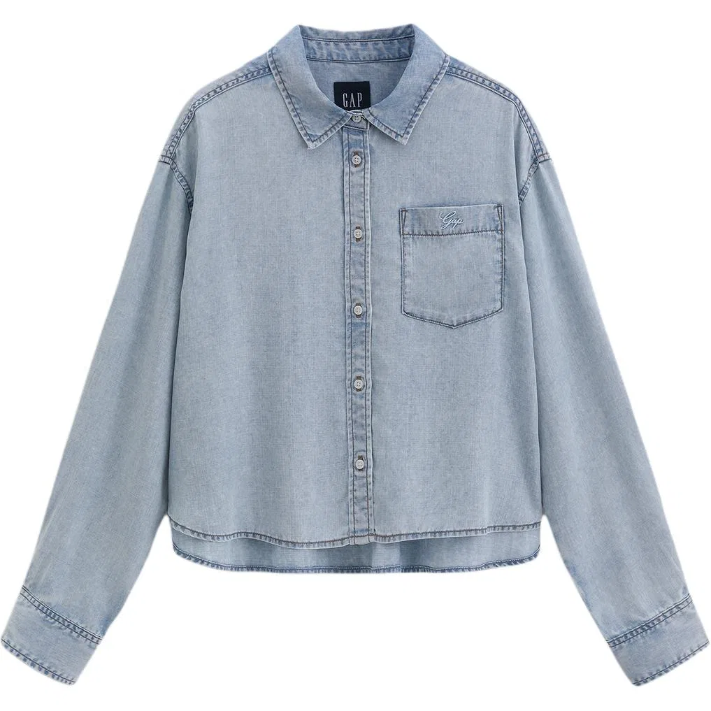 Женская рубашка с отложным воротником GAP, Light Washed