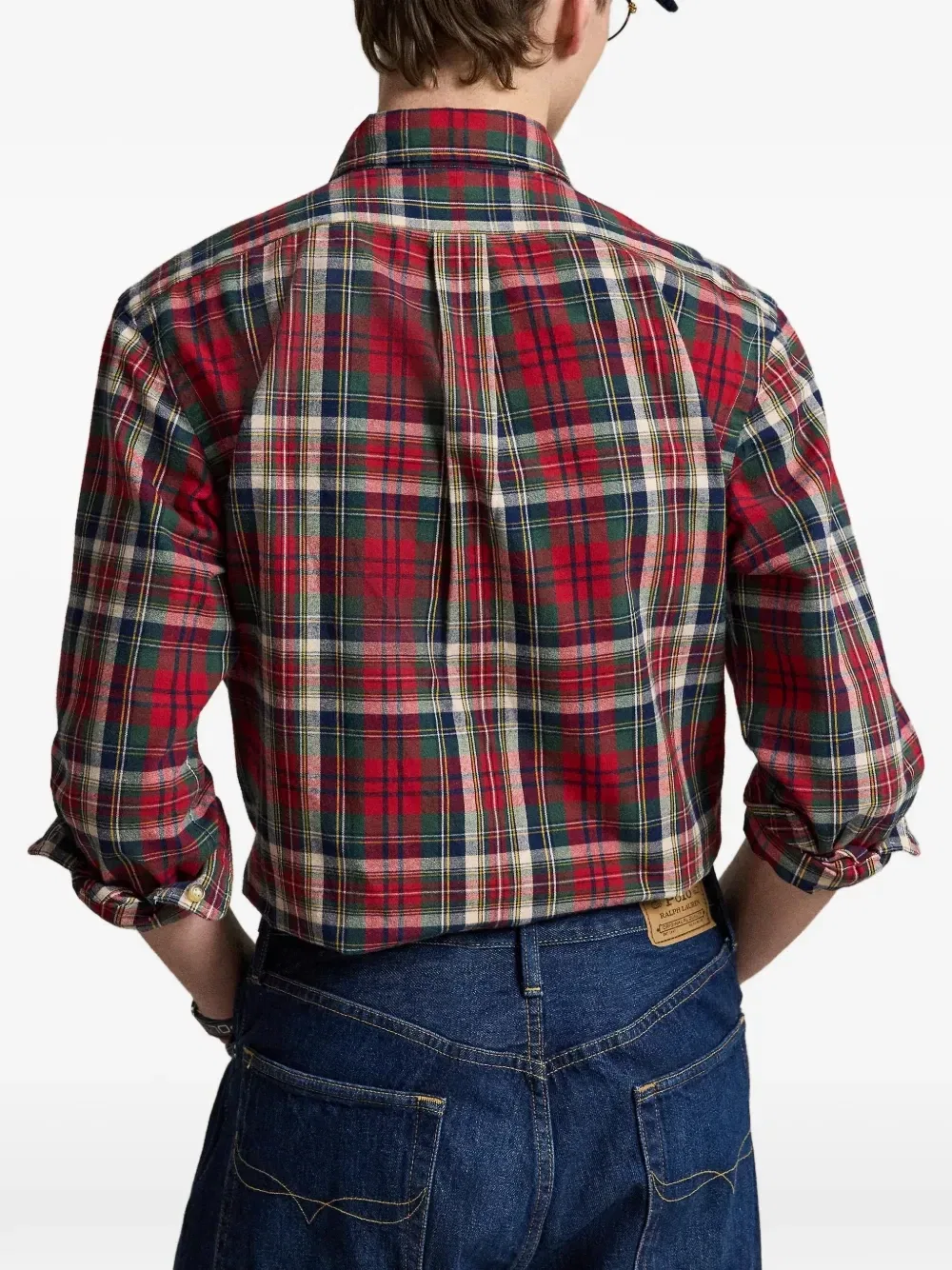Рубашка Оксфорд Polo Ralph Lauren Custom-Fit в клетку с начесом, красный — фото 4