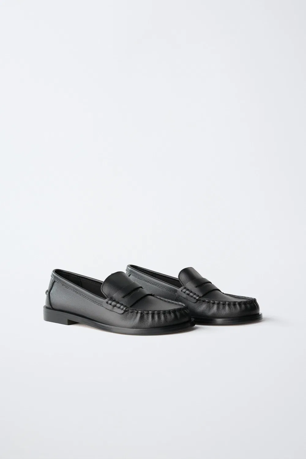 КОЖАНЫЕ ЛОФЕРЫ ZARA, Black — фото 2