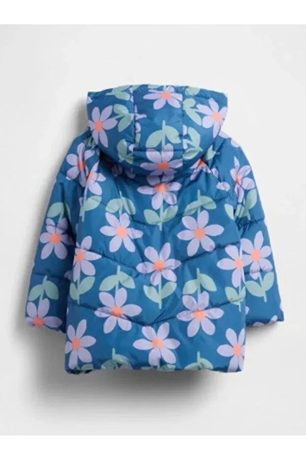 Детское зимнее пальто для девочек с принтом Gap Kids, Navy Blue — фото 3