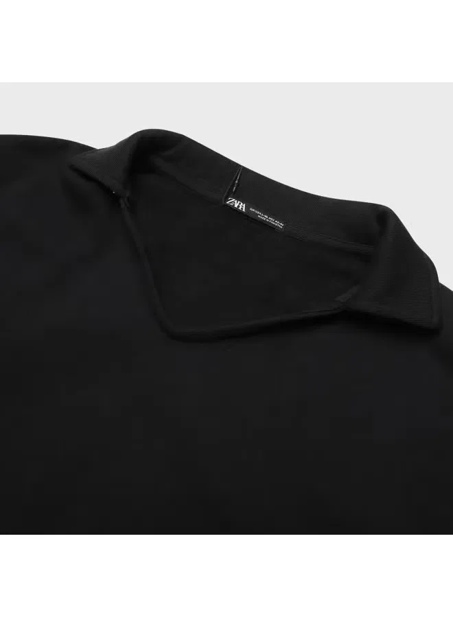 Худи мужское легкое с длинным рукавом Zara, черный — фото 4