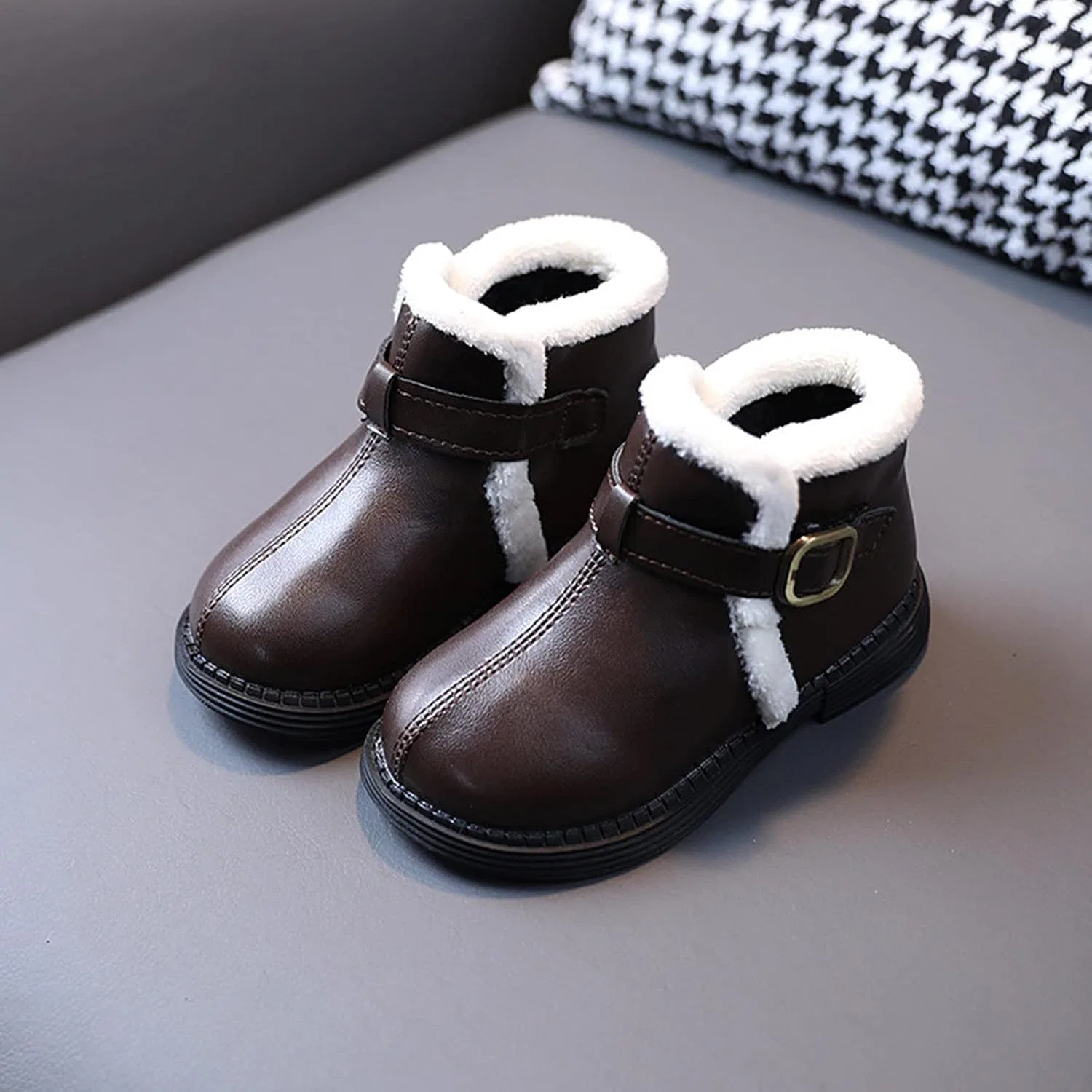 Детские ботинки для девочек с принтом Autumn Winter, модель Fashion, бренд, Brown — фото 2
