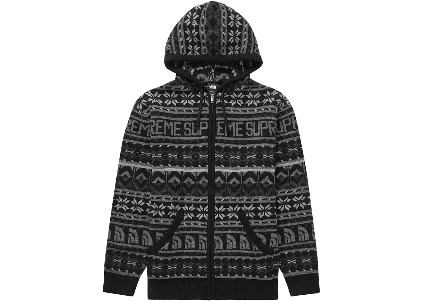 Мужской свитер на молнии с капюшоном Supreme The North Face, Black