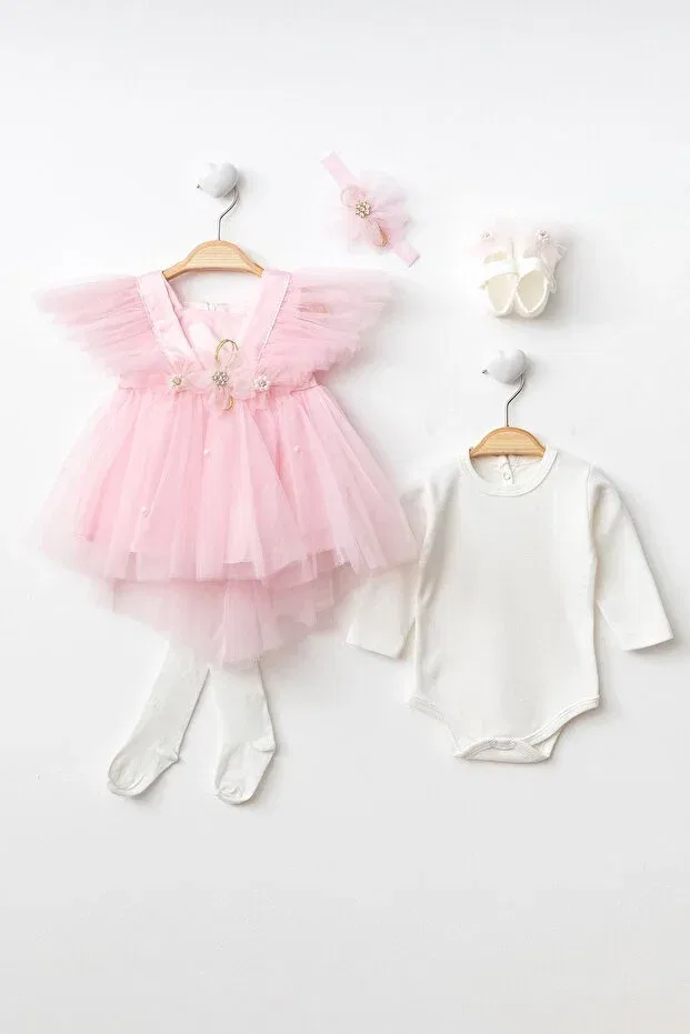 Детское платье для девочек хлопковое Petite Ponpon Baby, Pink — фото 2