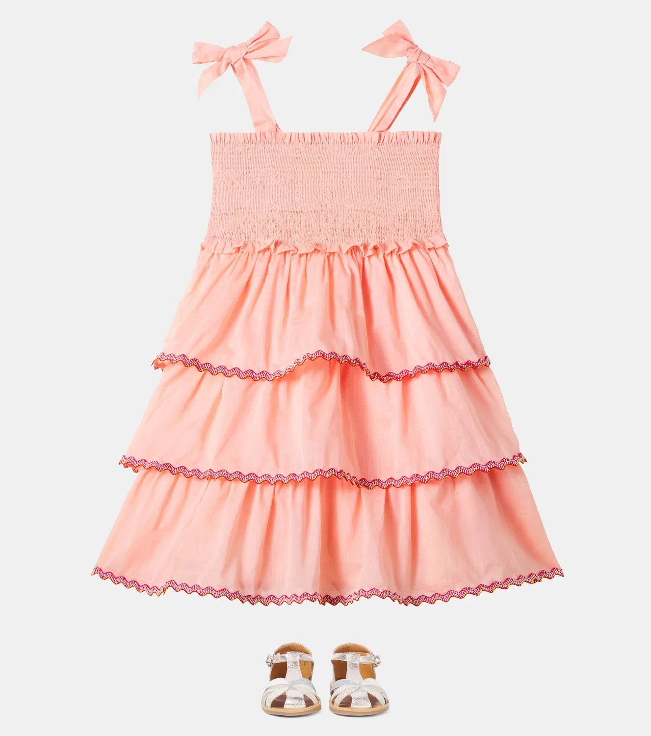 Платье ярусное хлопковое Rhiannon Zimmermann Kids, розовый — фото 2