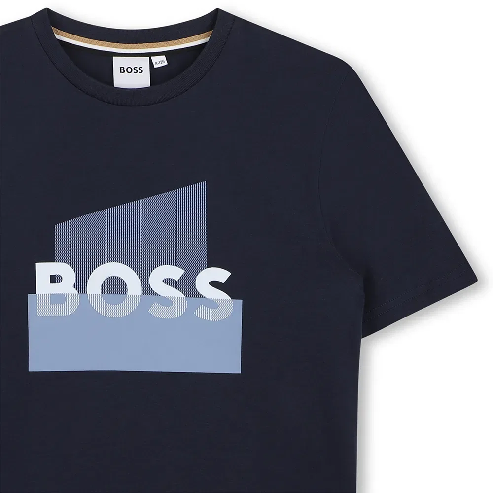 Детская футболка для мальчиков с графическим принтом BOSS J52978 BOSS, Blue — фото 3