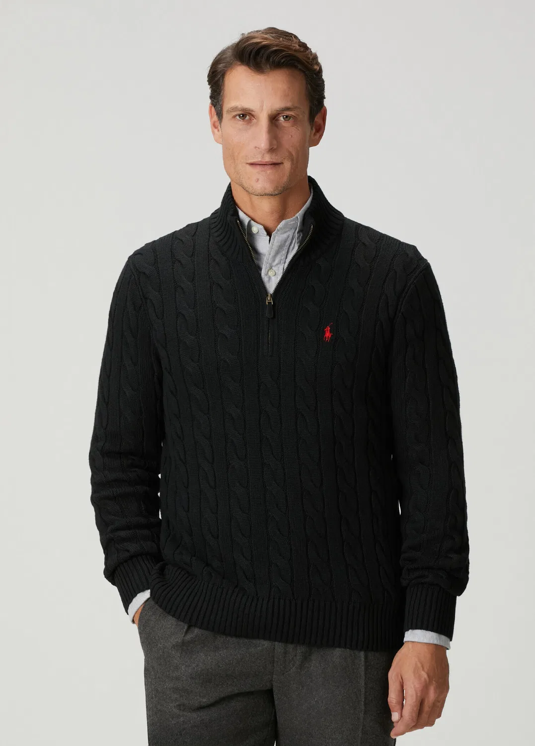 Свитер с воротником на молнии Polo Ralph Lauren, black