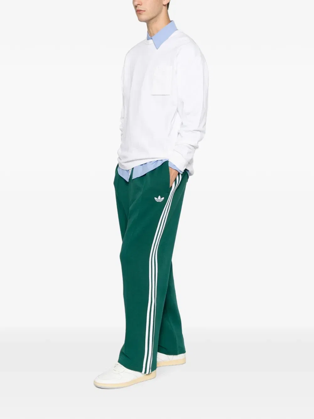 Спортивные брюки с боковыми полосками и вышитым логотипом Adidas, зеленый — фото 2