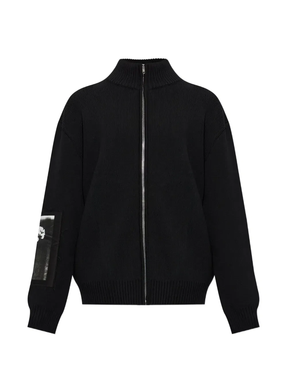 Кардиган в рубчик с нашивкой-логотипом Balenciaga, черный