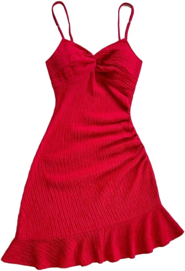 Женское мини-платье с асимметричным подолом Cami, Red