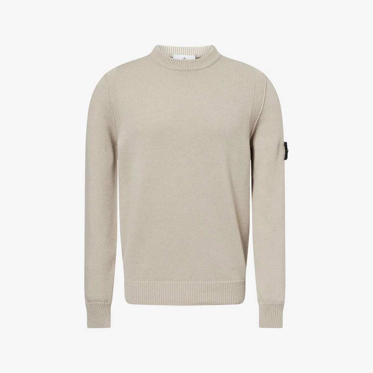 Шерстяной вязаный джемпер с круглым вырезом Stone Island, песочный