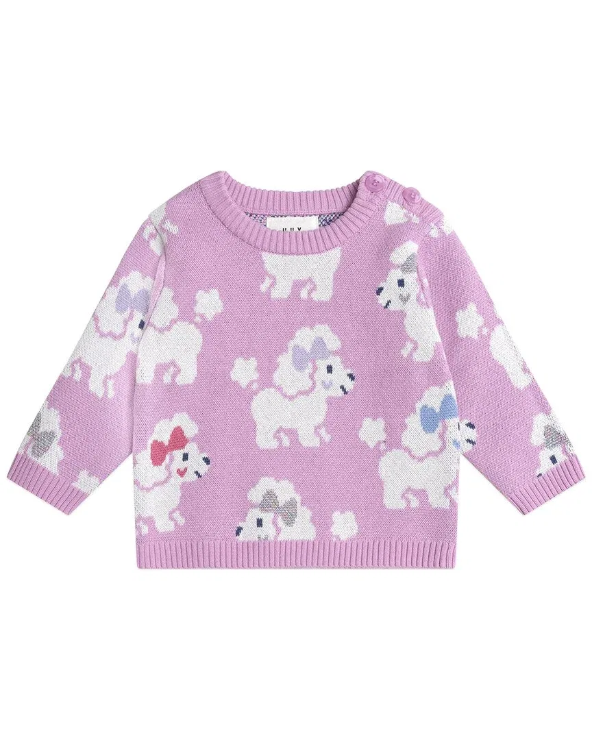 Детский пуловер из трикотажа с принтом Poodle Knit Huxbaby, розовый