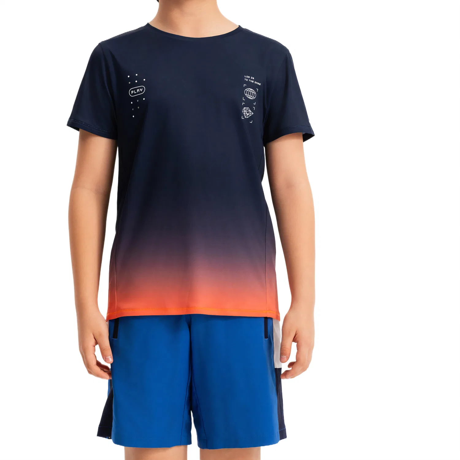 Детская футболка для мальчиков с коротким рукавом Kalenji DECATHLON, Dark Navy Blue