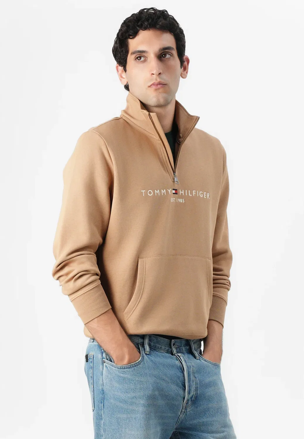 Свитер с высоким воротником и логотипом Tommy Hilfiger, Timeless Camel — фото 4