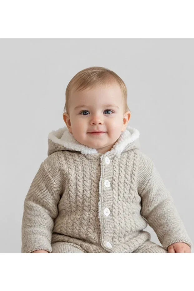 Детский кардиган для девочек с капюшоном Enfal Bebe, Light Brown