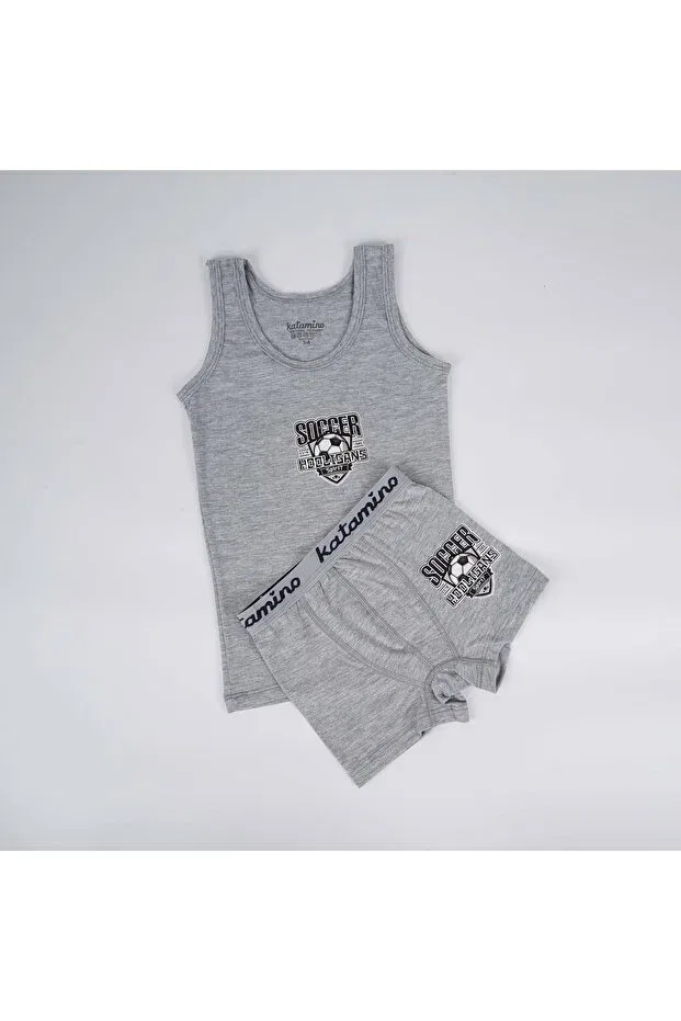 Детский комплект для мальчиков с длинным рукавом Boxer Shorts Katamino, Gri