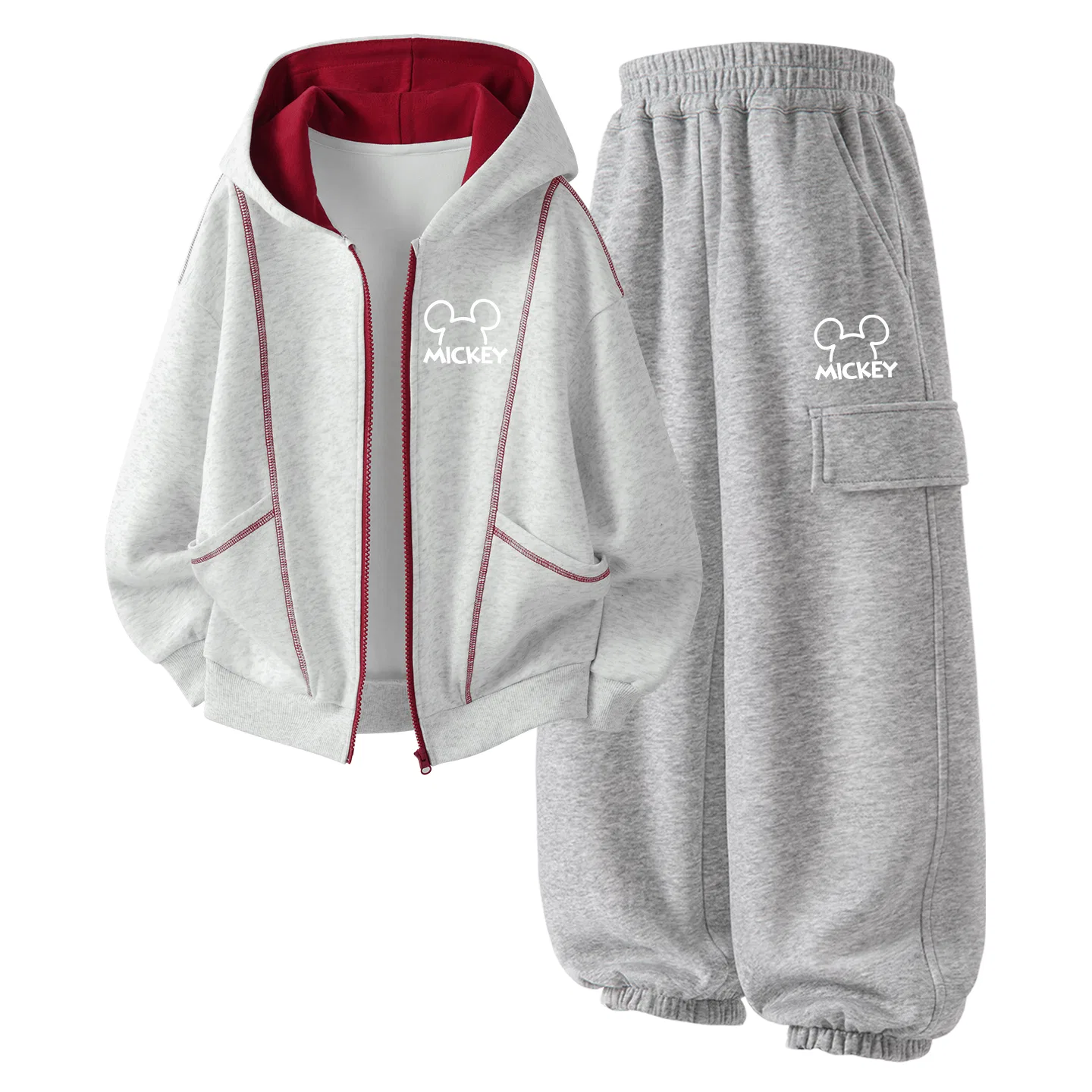 Детский комплект спортивной одежды с капюшоном Disney, Thick Board Line K White Heather Gray+Line K Gray