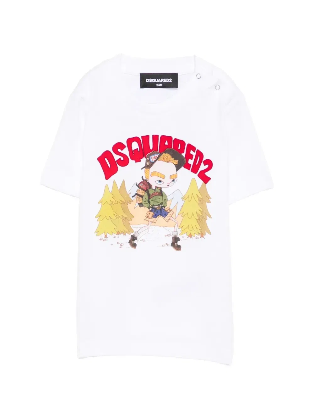Футболка с графическим принтом на кнопках Dsquared2 Kids, белый