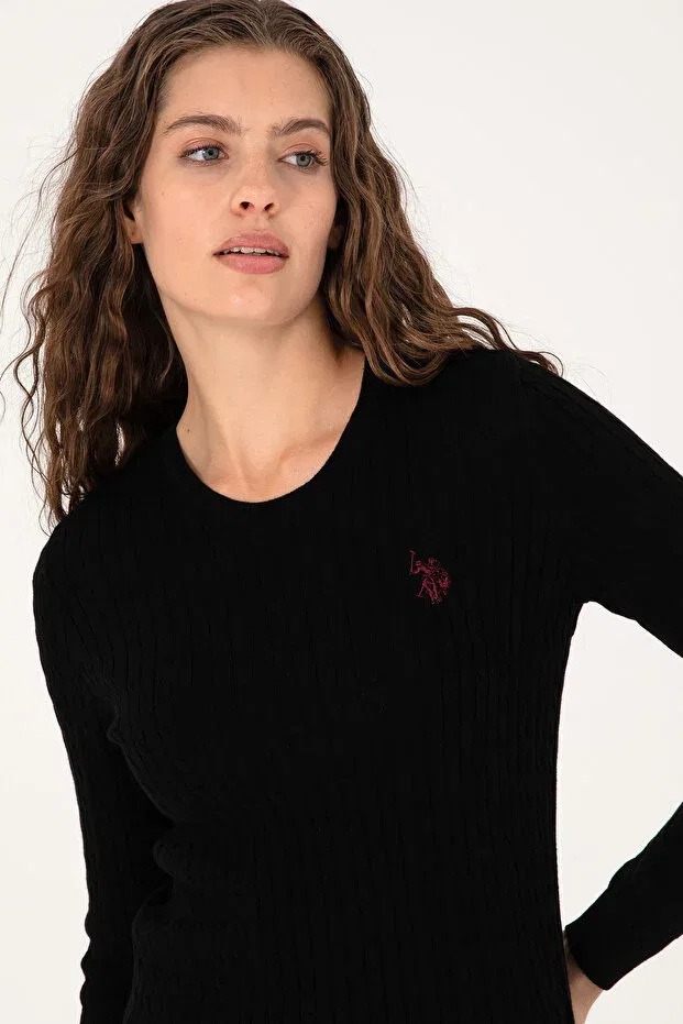 Женский базовый свитер с длинным рукавом U.S. Polo Assn., Black — фото 2