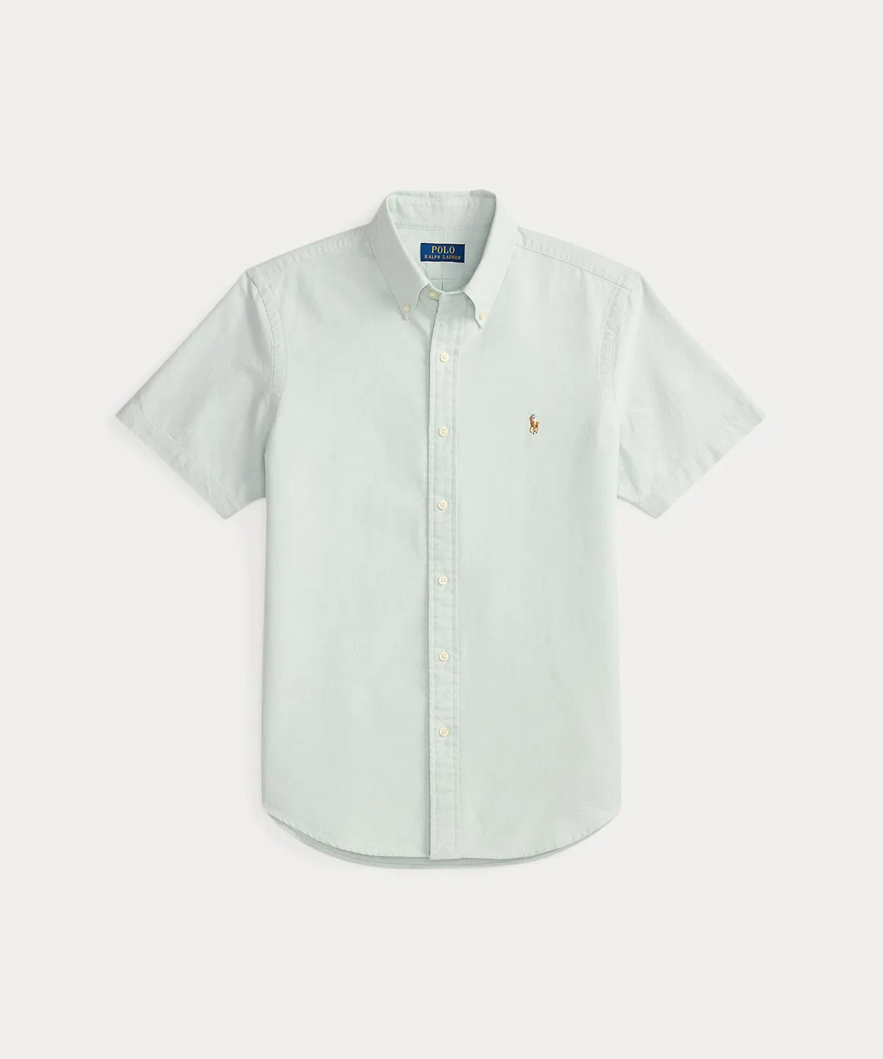 Мужская классическая рубашка оксфорд с коротким рукавом POLO RALPH LAUREN, Blue — фото 2