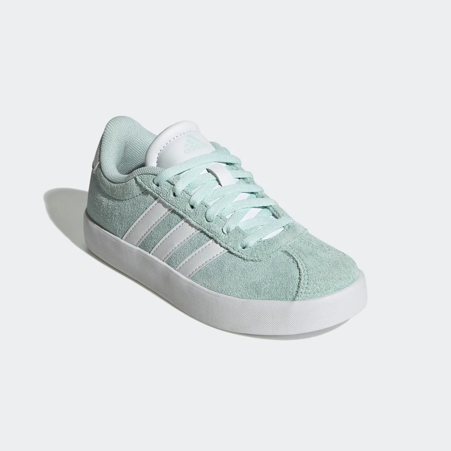 Детские кроссовки из замши с амортизацией VL Court 3.0 Adidas, Halo Mint/Ftwr White/Core Black