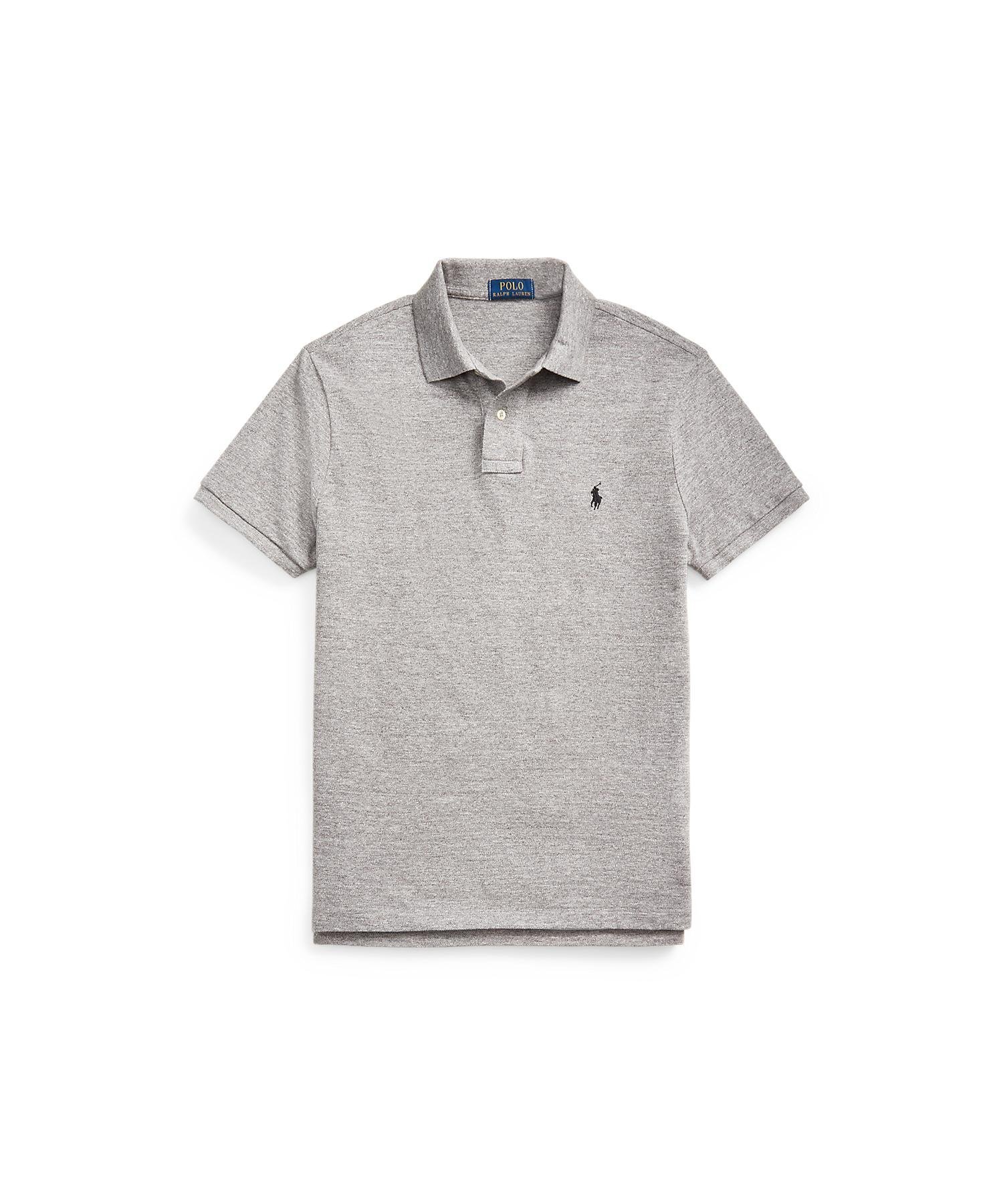 Поло-рубашка из сетчатой ткани приталенного кроя, сшитая. Polo Ralph Lauren, 020 Gray — фото 2