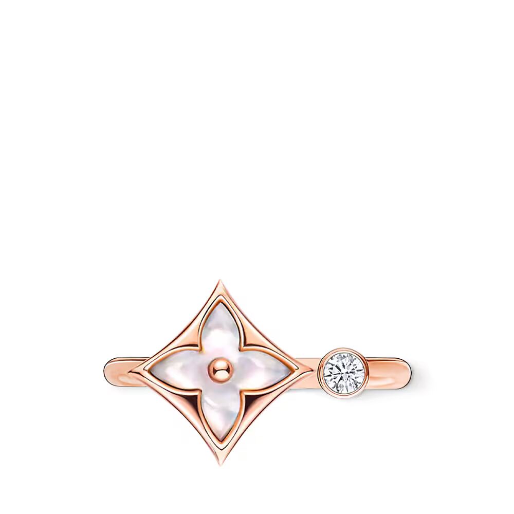 

Кольцо Color Blossom Mini Star, розовое золото, белый перламутр и бриллиант Louis Vuitton, розовый