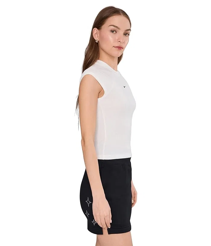 Топ Nike Sportswear Chill Knit Rib Short Sleeve, Sail/Black — фото 3