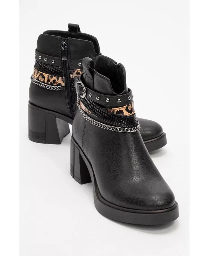 Boliva Ботильоны на платформе с цепью и пряжкой (Женские) Prologue Shoes, черный