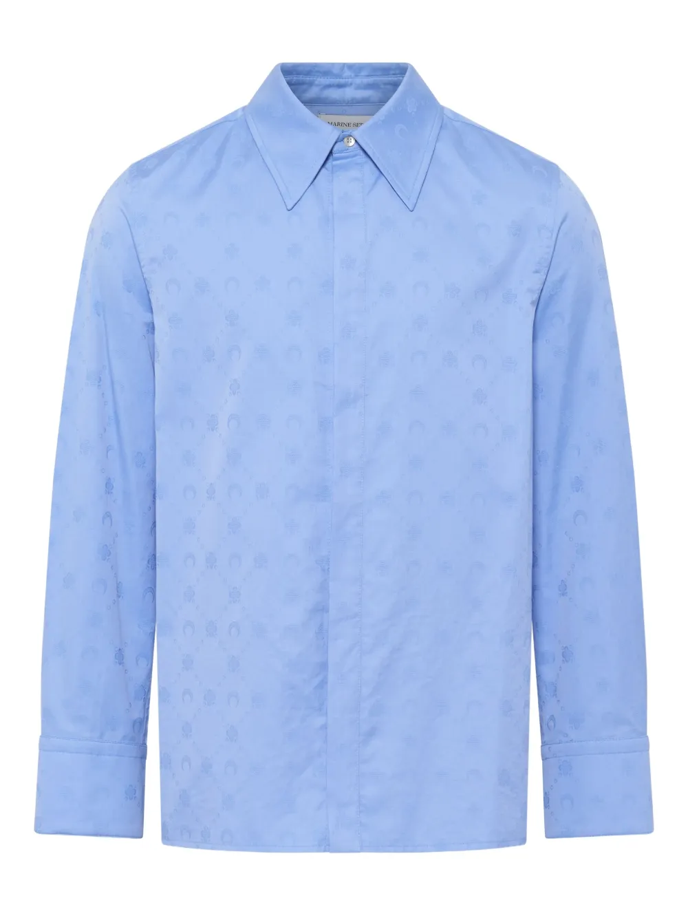 

Рубашка из поплина с жаккардовым монограмным узором Marine Serre, синий