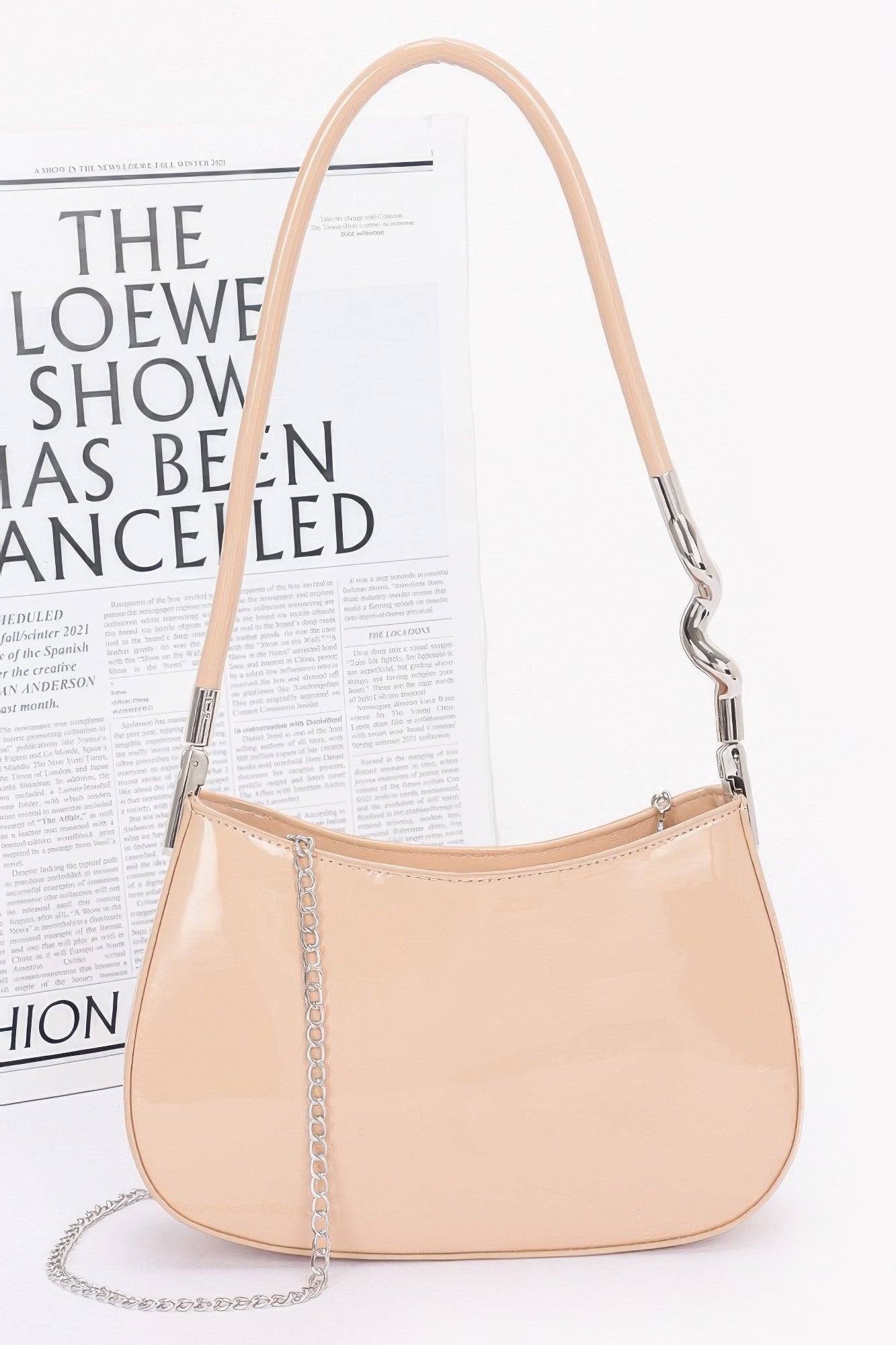 

Женская эмалевая сумка через плечо FASHNZFAB, Nude