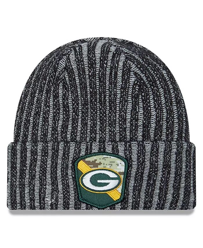 

Мужская черная шапка Green Bay Packers 2023 Salute To Service с манжетами New Era