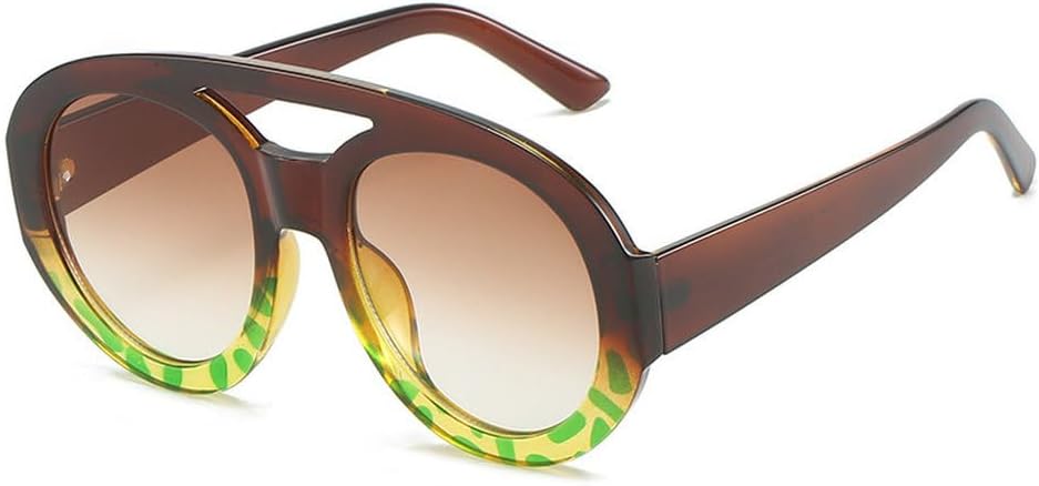 

Винтажные круглые солнцезащитные очки с двойным оправой для женщин, модные солнцезащитные очки с градиентным переходом цвета, сексуальные коричневые оттенки для вечеринок TKKTLLT, Tea Yellow