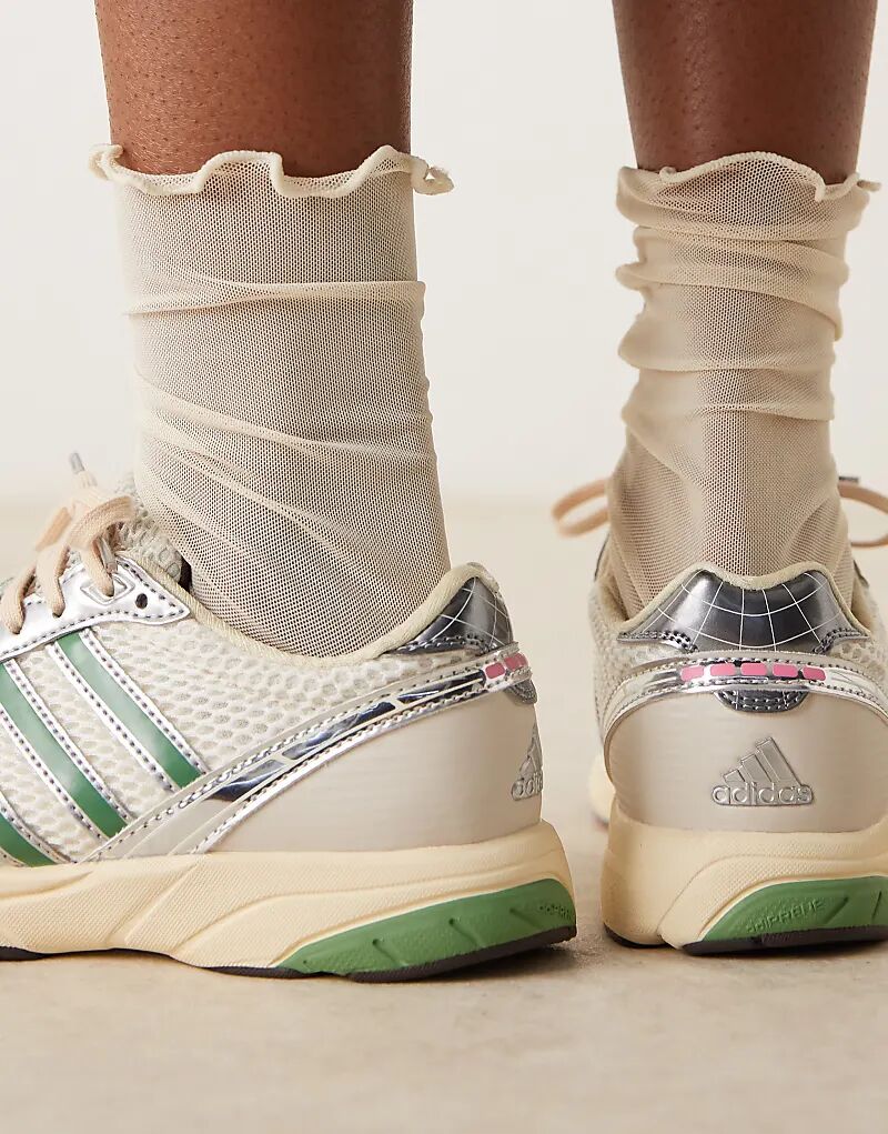 Кроссовки Adidas Adios OG белого и зеленого цвета — фото 3