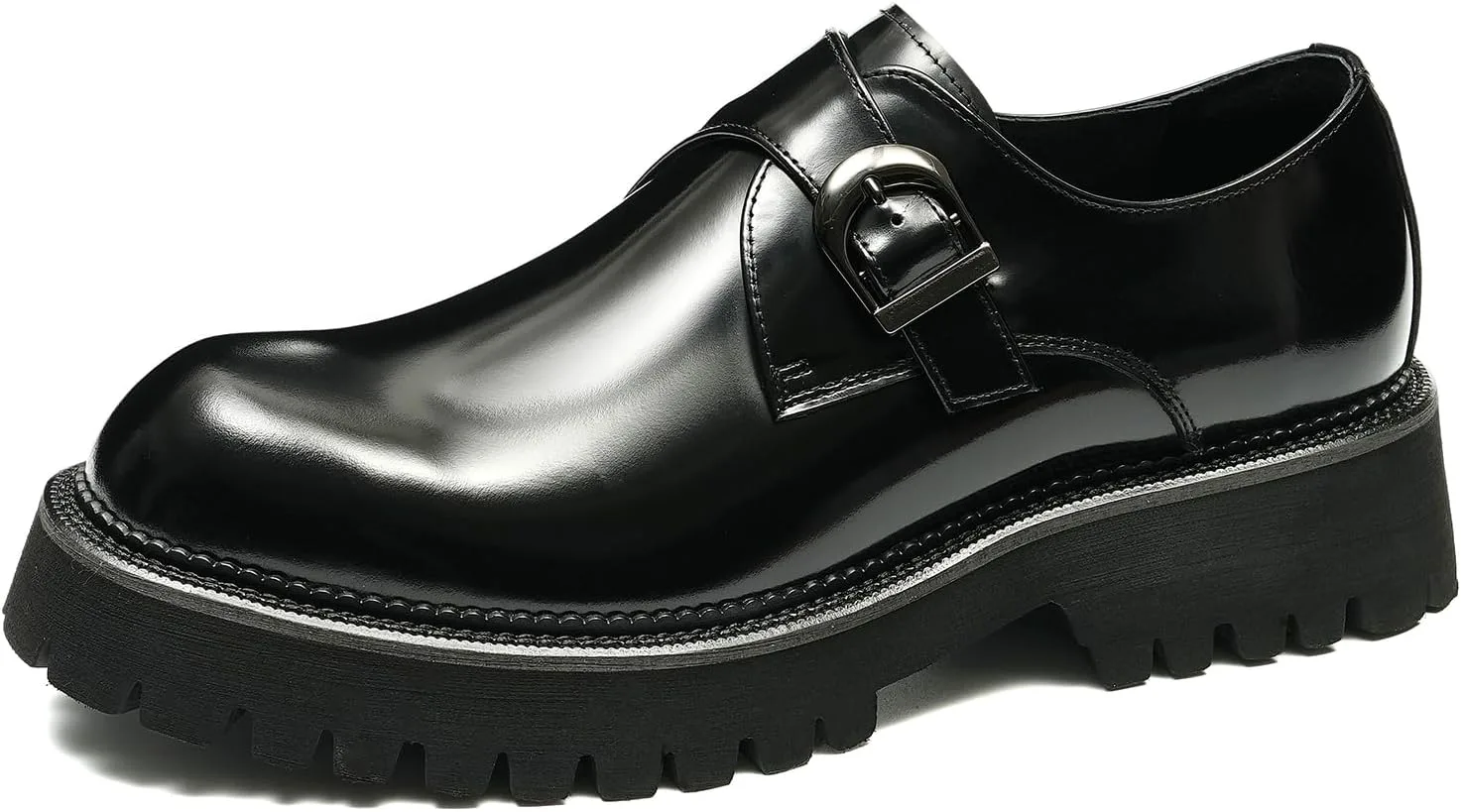 Мужские лоферы Santimon Loafers, формальные лакированные с пряжкой, модные лоферы для смокинга, свадьбы и делового стиля, повседневные мокасины, удобная обувь с толстой подошвой для ходьбы, черный — фото 4