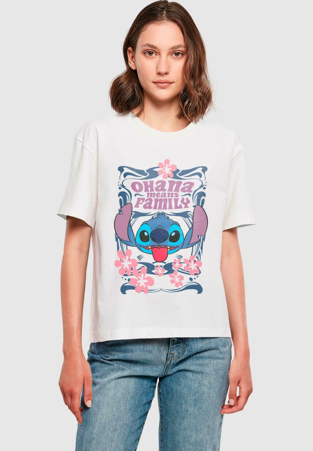 

Футболка с принтом LILO STITCH OHANA MEANS FAMILY Merchcode, белый