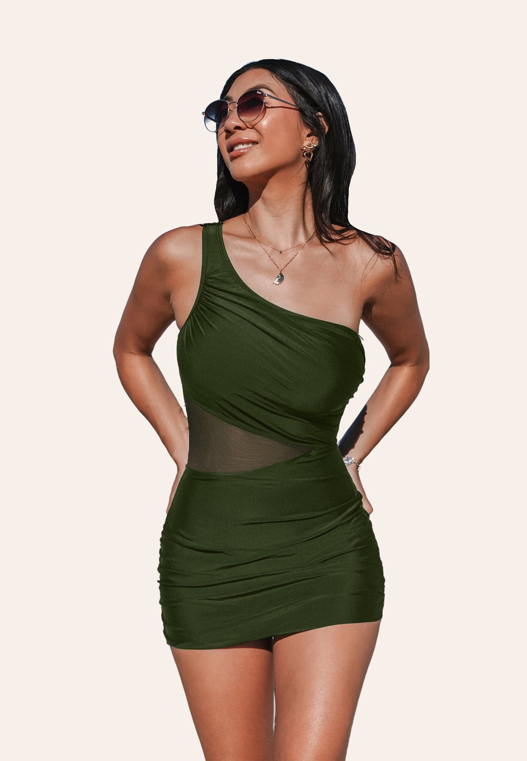 

Купальный костюм STRAPLESS Cupshe, оливковый