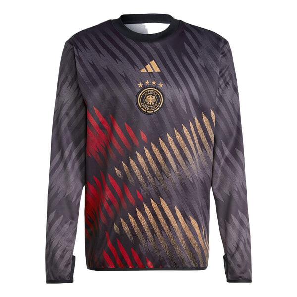 

Толстовка Men's adidas Dfb Pre Wrmtop Round Neck Stripe Detail Logo Printing Pullover Long Sleeves Black, черный