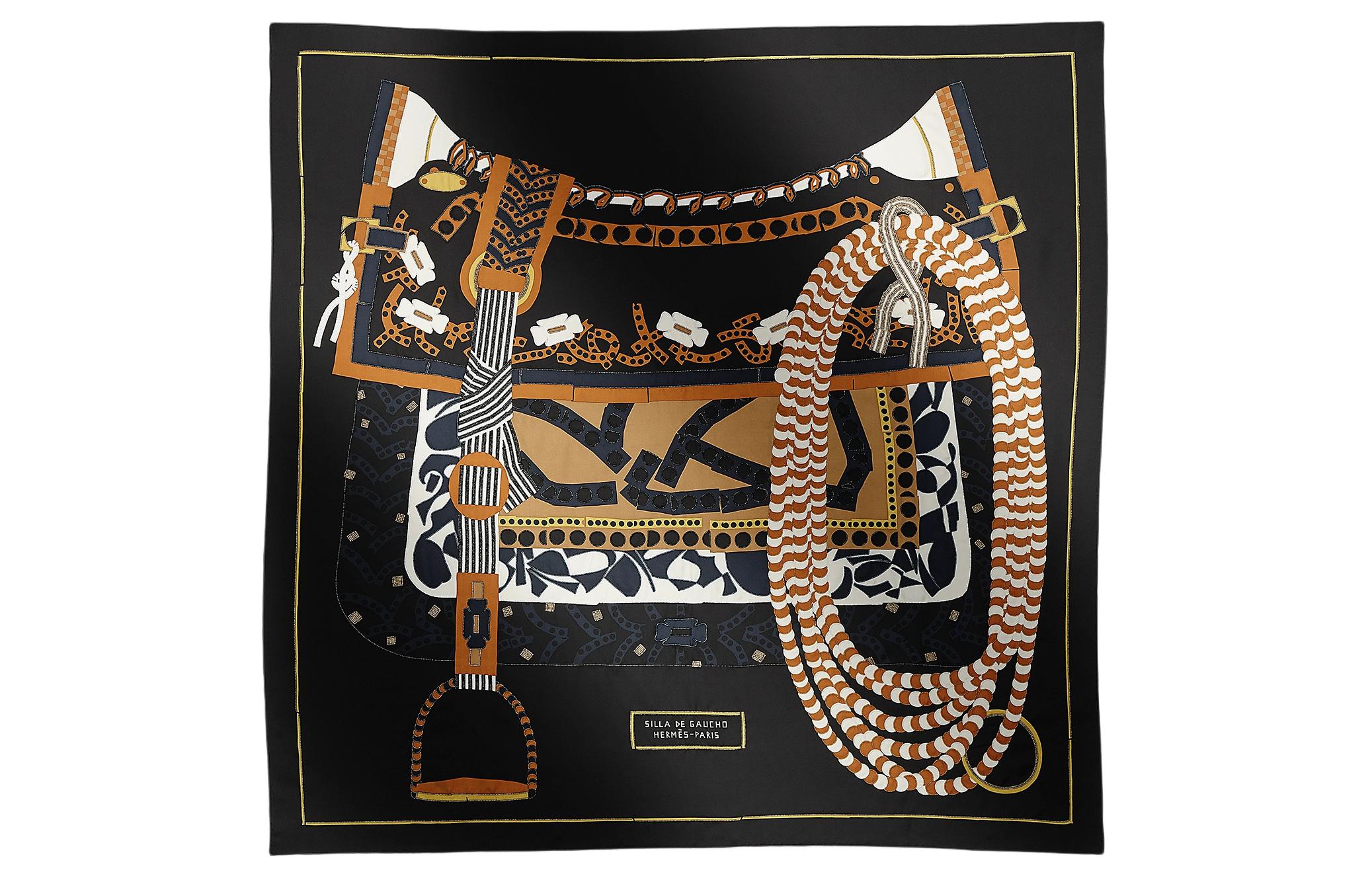 

Шёлковый платок женский чёрный HERMES