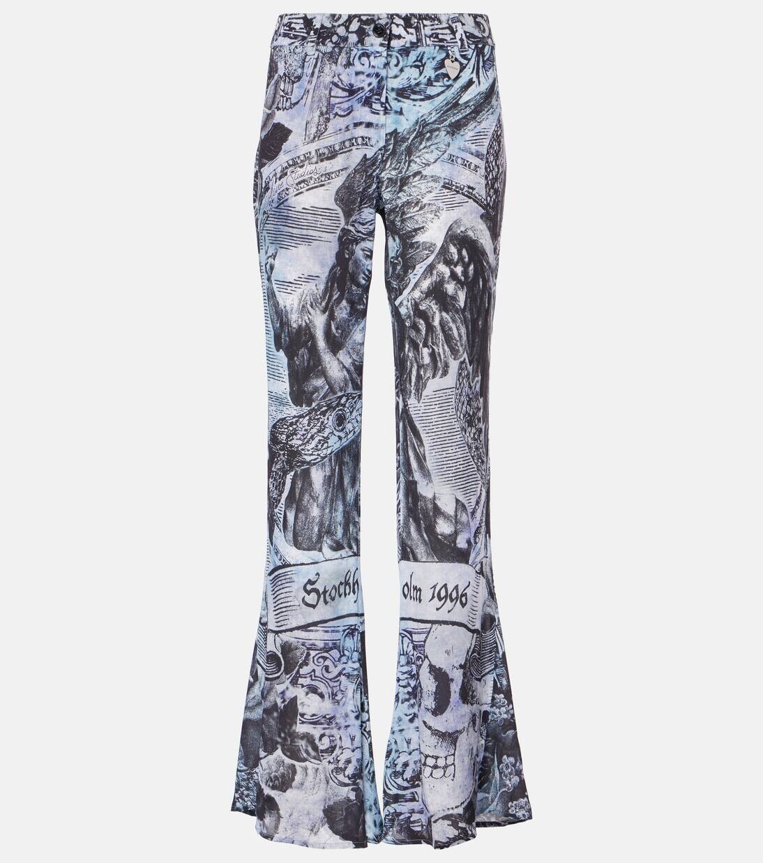 

Расклешенные брюки средней посадки с принтом Acne Studios, цвет multi grey