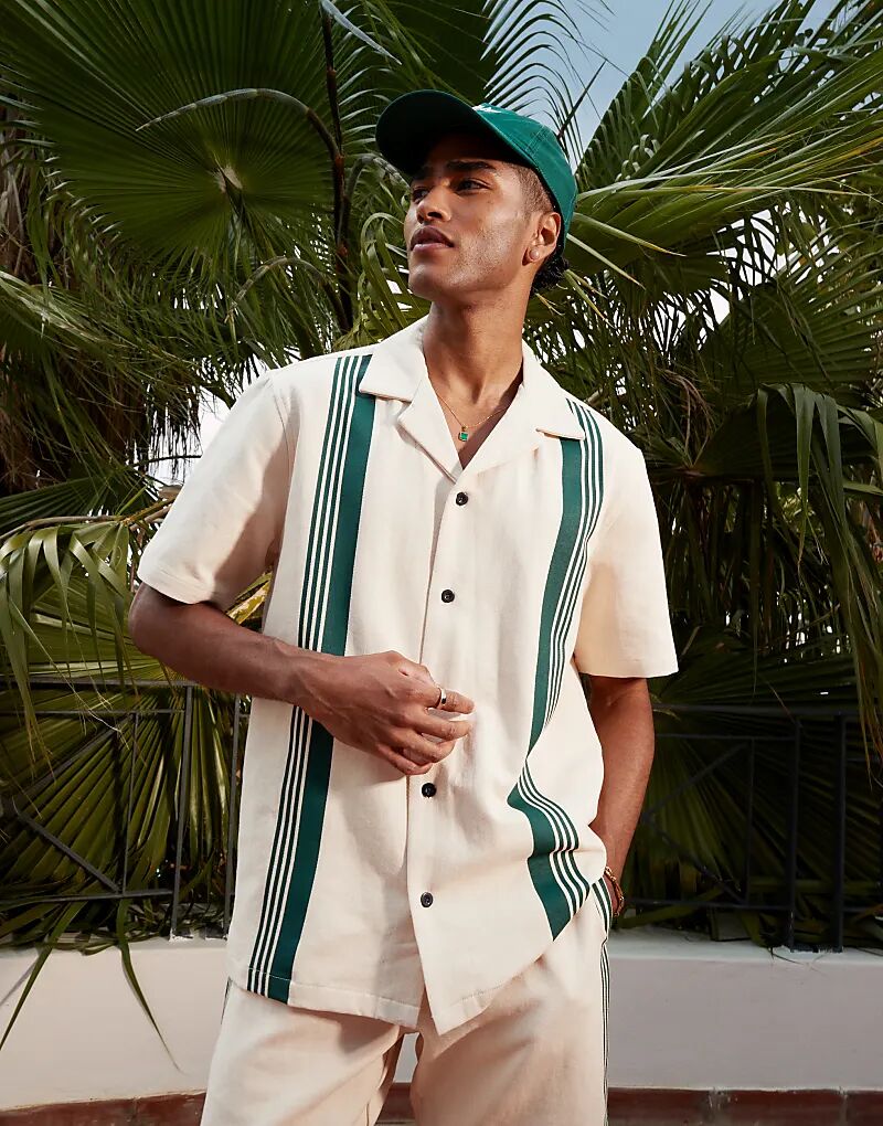 

Рубашка с короткими рукавами и полосками Alma De Ace бежевого цвета