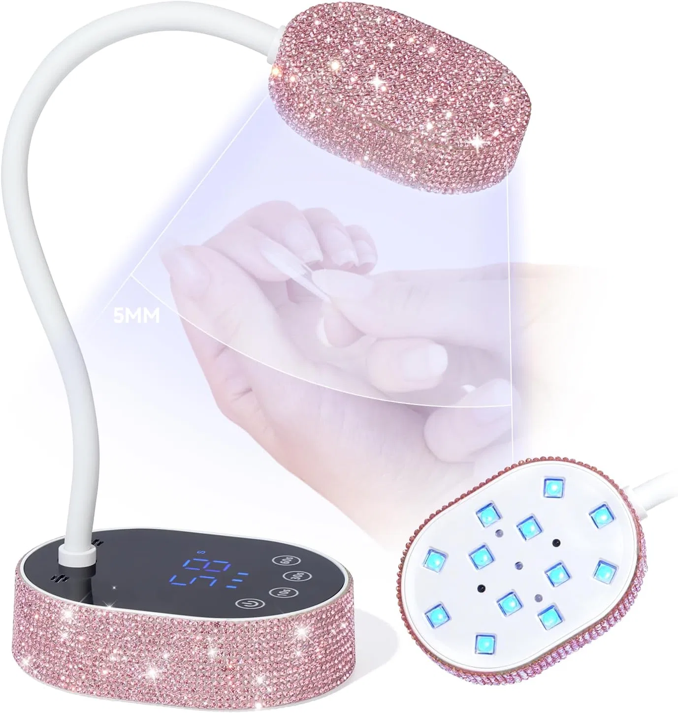 Мини UV-лампа SAVILAND для ногтей с автосенсором и LCD-дисплеем Saviland, Pink Diamond