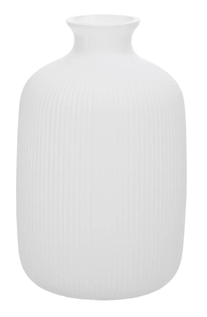 

Декоративная ваза Андас "Мингус", стеклянная, красивый рифленый вид, высота ок. 25 см, Ø 16 см Andas, белый